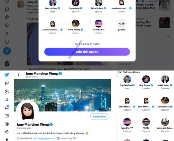 Twitter Spaces sound rooms are being tried for the  desktop and web application